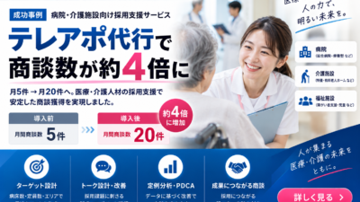 病院・介護施設向け採用支援のテレアポ代行成功事例｜月5件→20件、商談数が約4倍に